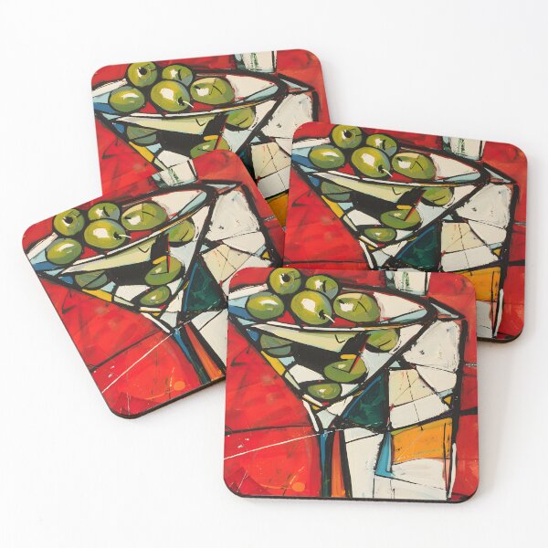 Item preview, Dynamic Martini and Shaker Symphony- Vivid Reds and Contrasting Hues in Abstract Composition designed and sold by OlfactoART Studio.