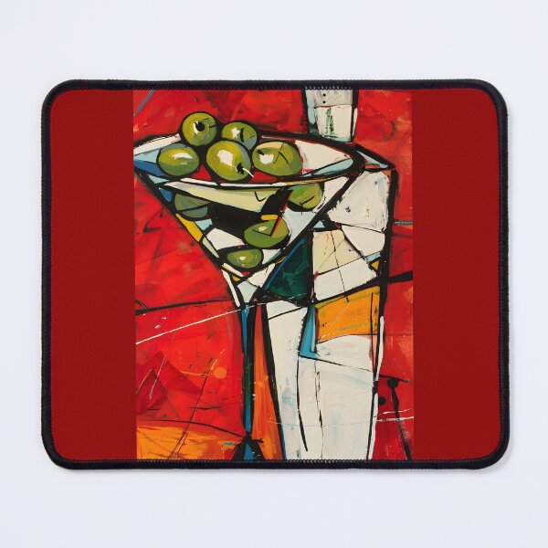 Item preview, Dynamic Martini and Shaker Symphony- Vivid Reds and Contrasting Hues in Abstract Composition designed and sold by OlfactoART Studio.