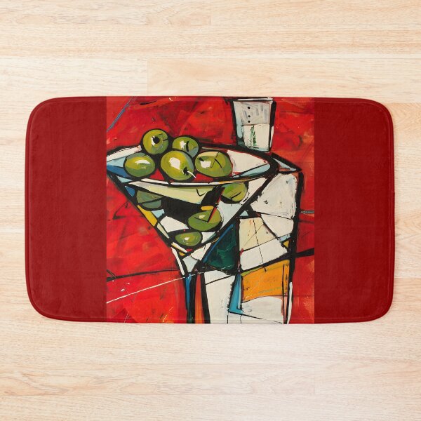 Item preview, Dynamic Martini and Shaker Symphony- Vivid Reds and Contrasting Hues in Abstract Composition designed and sold by OlfactoART Studio.