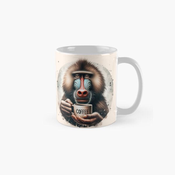 Vista previa del artículo con la obra «Babuino tomando café», diseñado y vendido por Betty Maria Dig Art.