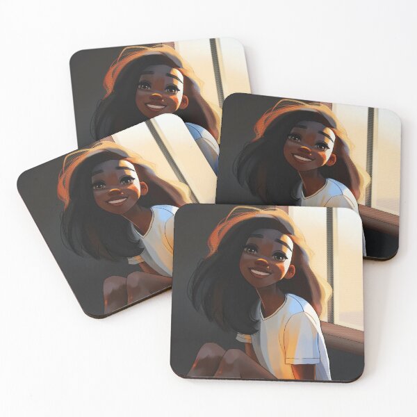 Item preview, Cute dark skin girl smiling designed and sold by StarlevelArt.