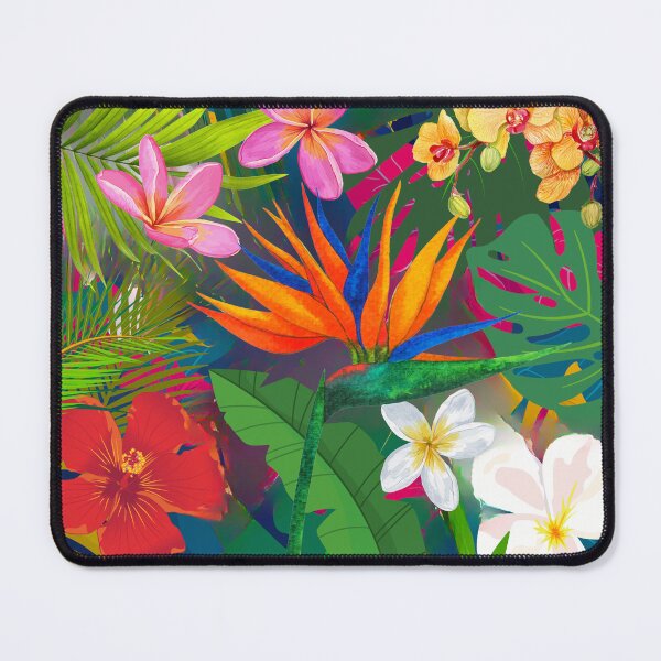 Item preview,  Plumeria Pink Flowers Hibiscus Tropical Leaves Tropical Design designed and sold by CreativeCanvas8.
