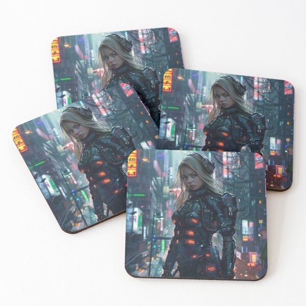 Item preview, Neon Sentinel in the Cyberpunk Cityscape designed and sold by AndreaMart.