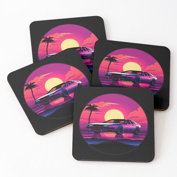 Item preview, Super Car with Beautiful Sunset, Retrowave Car designed and sold by CyfroweMysli.