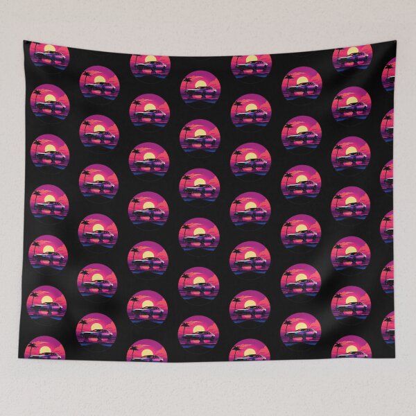 Item preview, Super Car with Beautiful Sunset, Retrowave Car designed and sold by CyfroweMysli.