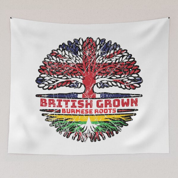 Item preview, Myanmar Burmese Burma Uk United Kingdom British Tree Roots Flag designed and sold by FlagX.