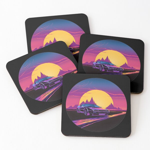 Item preview,  Retrowave Car with Beautiful Sunset designed and sold by CyfroweMysli.