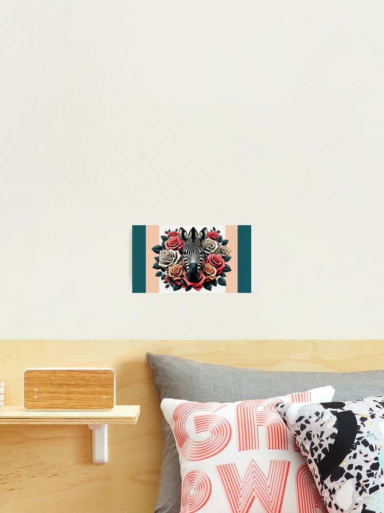 Thumbnail 2 of 3, Photographic Print, Zebra In Multicolor Roses designed and sold by DesignsByPrnces.
