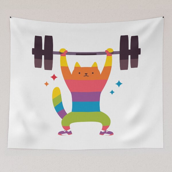 Item preview, Rainbow Cat Deadlift Bodybuilder designed and sold by SweetClicks123.