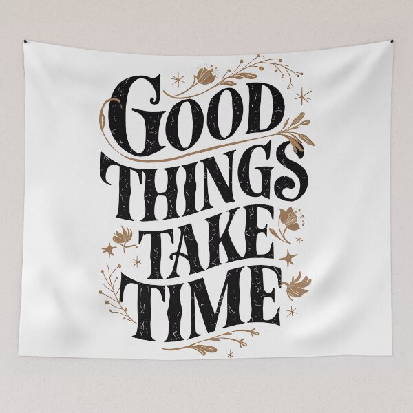 Item preview, 'Good Things Take Time' Aesthethic Black And Gold Typography Design, Positivity, Affirmation designed and sold by WatermelonPink.