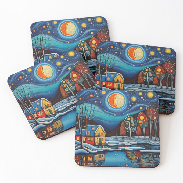 Item preview, Winter night by lake 3 designed and sold by George Hutton Hunter.