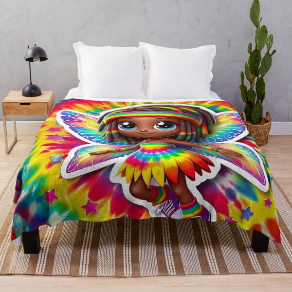 Item preview, Rasta Fairy, Cute Little Girl, Black Girl Cartoon, Reggae Rastafairyan, Tie Dye Rastafarian, Brown Skin Child designed and sold by Anticulture.
