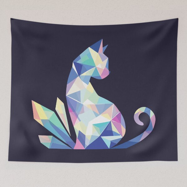Item preview, Polygonal Cat With Crystals designed and sold by SweetClicks123.