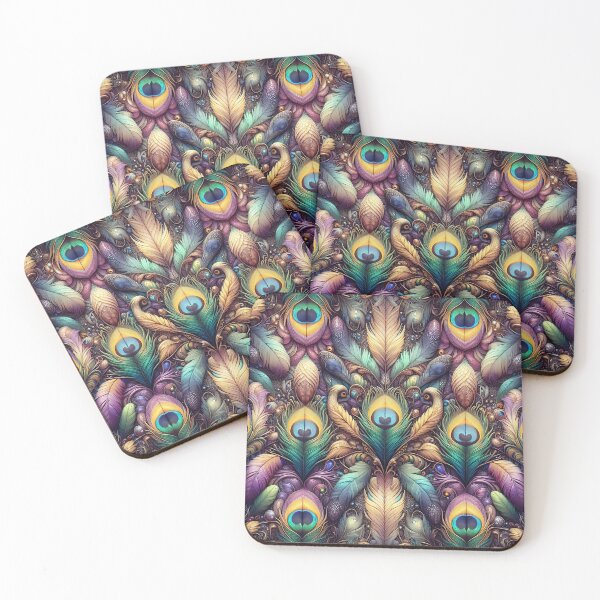 Item preview, Fantasy Peacock Feathers Multicolored Pattern - Whimsical Art Print designed and sold by lloreleya.