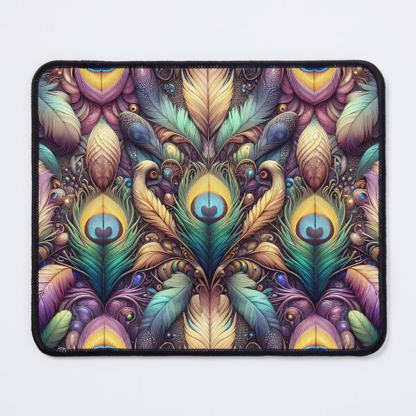 Item preview, Fantasy Peacock Feathers Multicolored Pattern - Whimsical Art Print designed and sold by lloreleya.