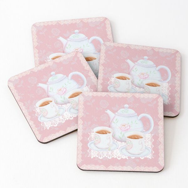 Item preview,  Delicate teapot on pink background designed and sold by LemonHorse.