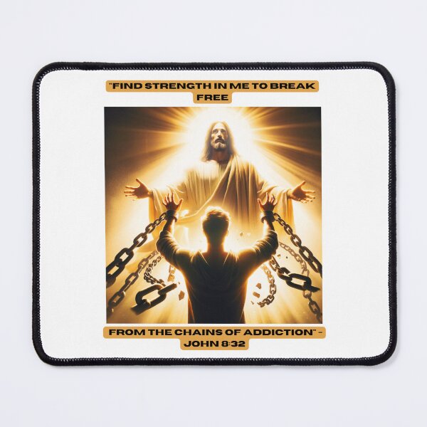 Item preview, "Find strength in me to break free from the chains of addiction." - John 8:32 designed and sold by STO1KA.