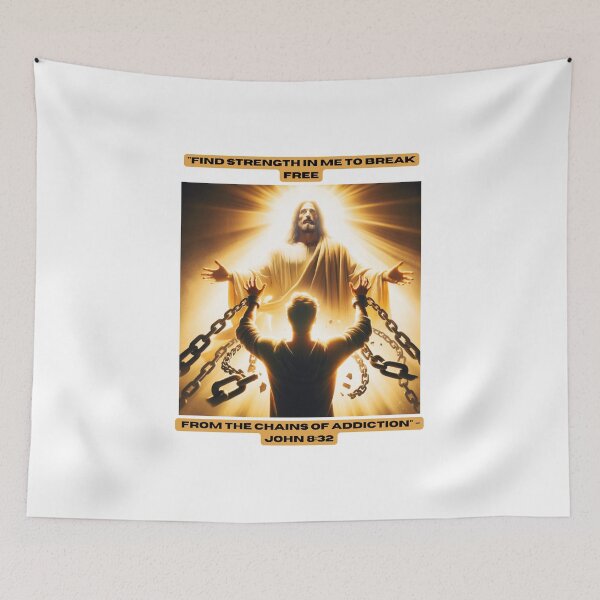 Item preview, "Find strength in me to break free from the chains of addiction." - John 8:32 designed and sold by STO1KA.