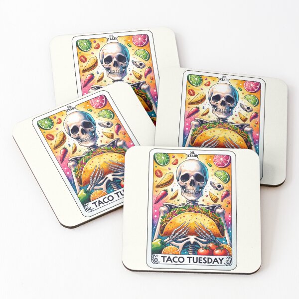Item preview, Taco Tuesday Oh Yeah Funny Skeleton Card, Tarot Parody designed and sold by Margival.