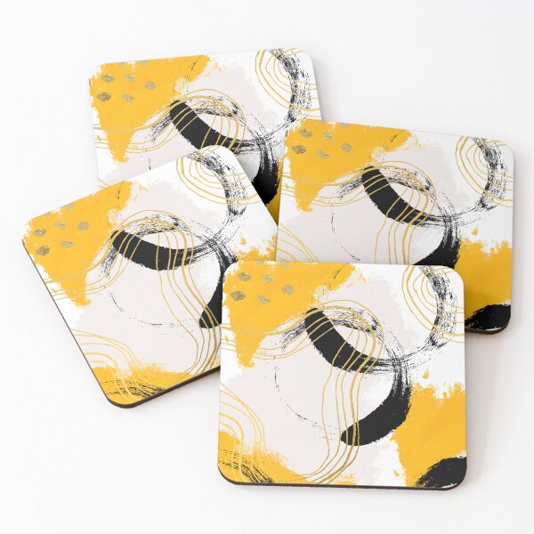 Item preview, Abstract black yellow stains pattern designed and sold by alczar.
