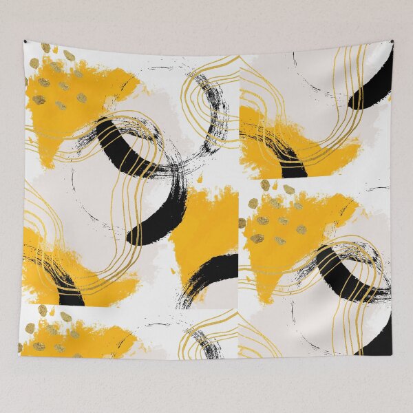 Item preview, Abstract black yellow stains pattern designed and sold by alczar.