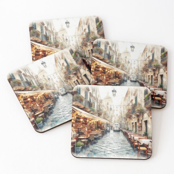 Item preview, Charming Watercolor Alley of an Old European City designed and sold by ArtComixHaven.