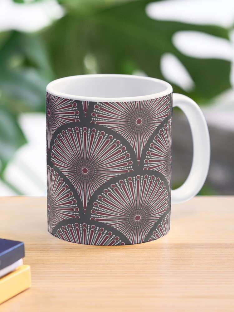 Coffee Mug, Royal Circle Vintage Glamour Dot Mandala Art Deco Scallop designed and sold by Triplicate Limited