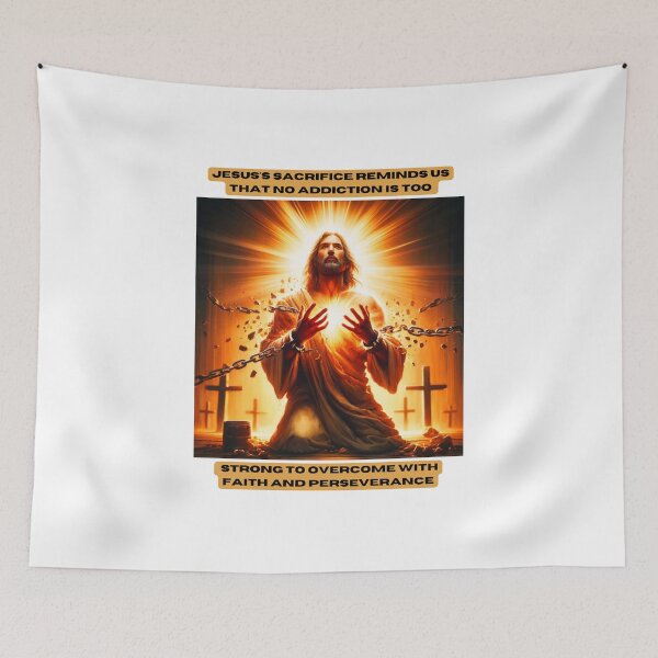 Item preview, Jesus's sacrifice reminds us that no addiction is too strong to overcome with faith and perseverance designed and sold by STO1KA.