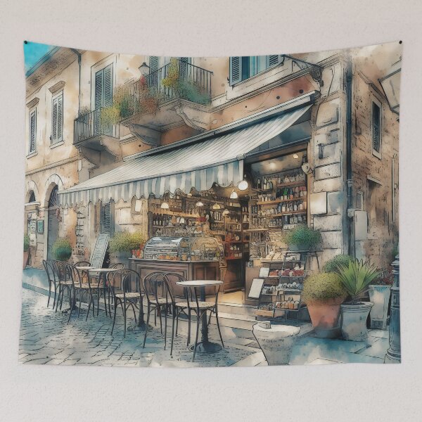 Item preview, Timeless European Street Café in Watercolour designed and sold by ArtComixHaven.