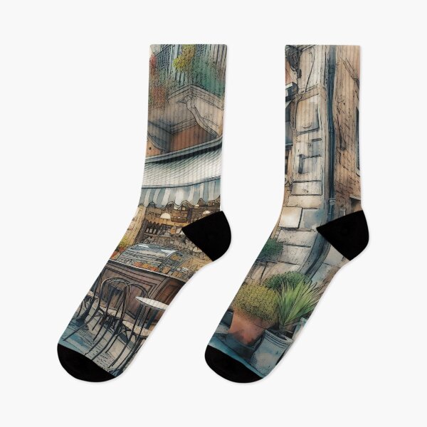 Item preview, Timeless European Street Café in Watercolour designed and sold by ArtComixHaven.
