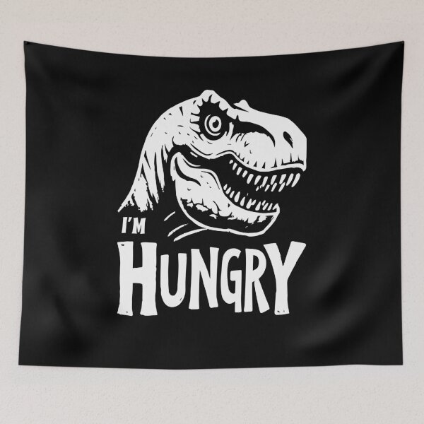Artikelvorschau, Ich habe Hunger, T-Rex-Dinosaurier auf Schwarz entworfen und verkauft von 89BLACK.