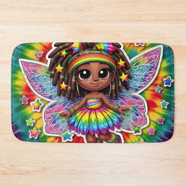 Item preview, Rasta Fairy, Cute Little Girl, Black Girl Cartoon, Reggae Rastafairyan, Tie Dye Rastafarian, Gift for Child designed and sold by Anticulture.