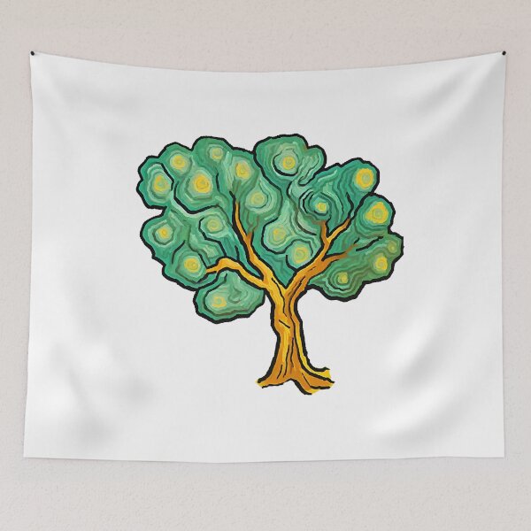 Item preview, Abstract Tree Art | Green and Yellow Swirls | Whimsical Nature Illustration designed and sold by Epic--Art.