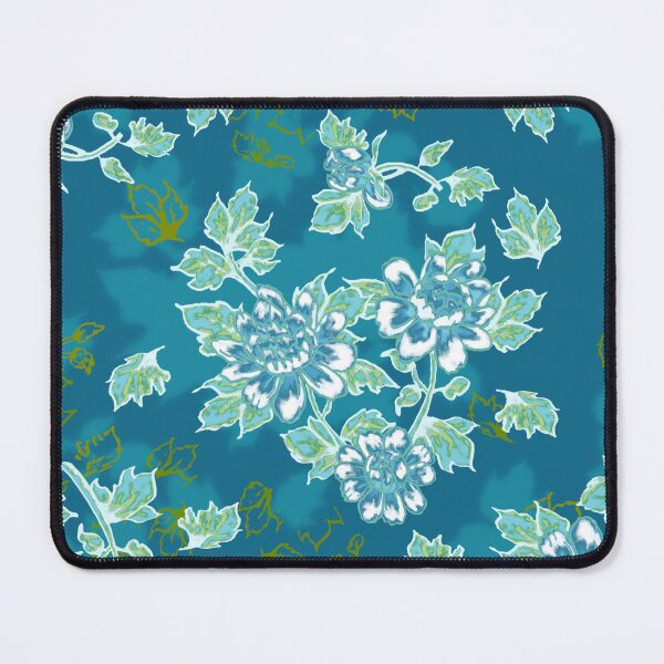 Item preview, White Flowers on Teal with Green designed and sold by Sharon Schwalbe.