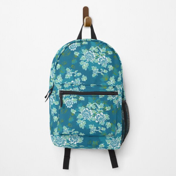 Item preview, White Flowers on Teal with Green designed and sold by Sharon Schwalbe.
