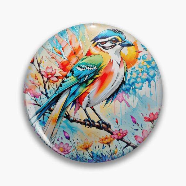 Item preview, A beautiful colorful bird with a watercolor design of flowers designed and sold by PixelCraftDSG.