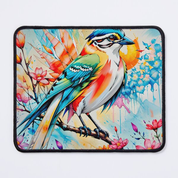 Item preview, A beautiful colorful bird with a watercolor design of flowers designed and sold by PixelCraftDSG.