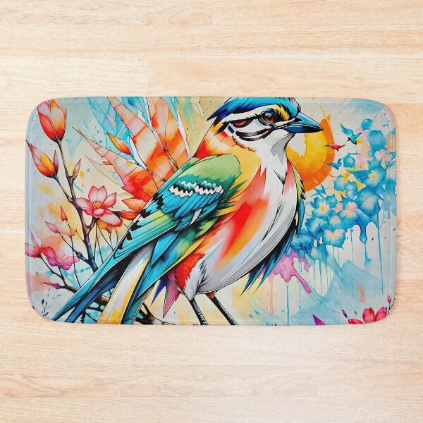 Item preview, A beautiful colorful bird with a watercolor design of flowers designed and sold by PixelCraftDSG.