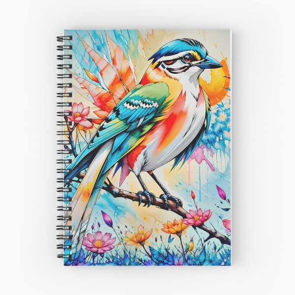 Item preview, A beautiful colorful bird with a watercolor design of flowers designed and sold by PixelCraftDSG.