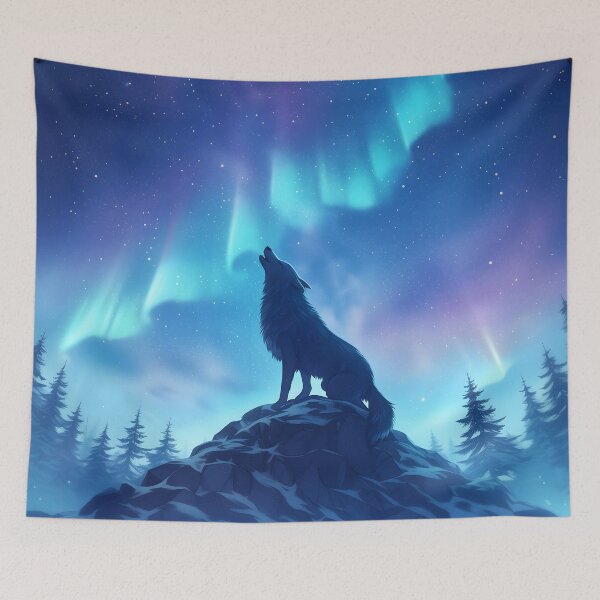 Item preview, Anime Wolf Howling Under Aurora designed and sold by GiftsofAsili.