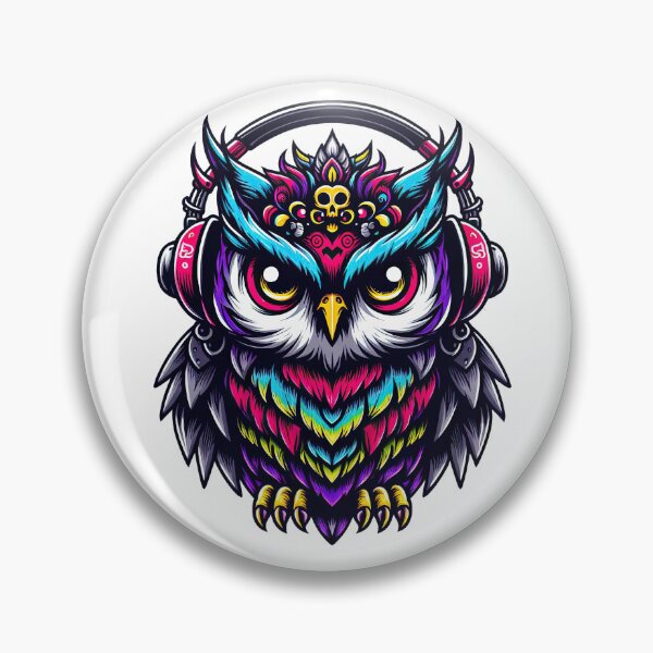 Item preview, Colorful Gothic Owl Wearing Headphones designed and sold by ArtadoraDesignz.