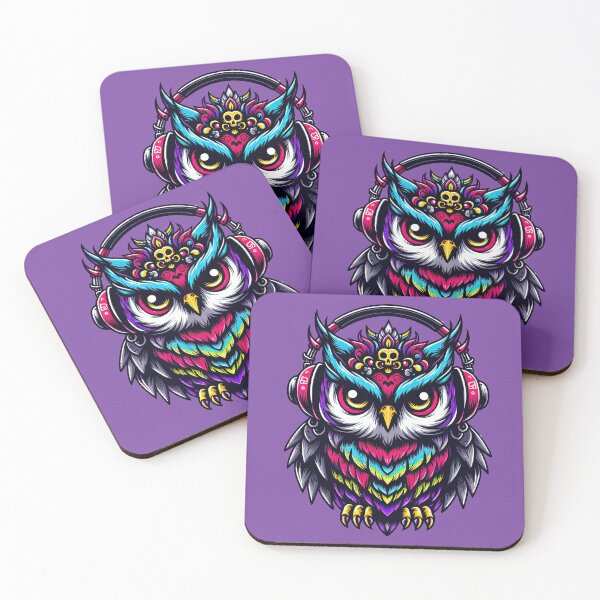 Item preview, Colorful Gothic Owl Wearing Headphones designed and sold by ArtadoraDesignz.