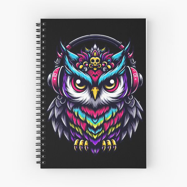 Item preview, Colorful Gothic Owl Wearing Headphones designed and sold by ArtadoraDesignz.