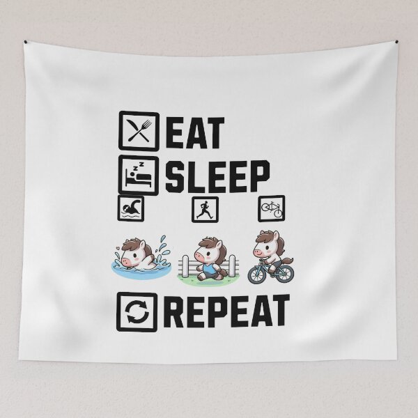 Item preview, Eat Sleep Swim Bike Run Repeat Horse designed and sold by LemuellTrends.