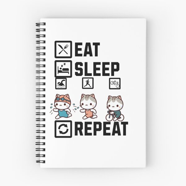 Item preview, Eat Sleep Swim Bike Run Repeat Cat designed and sold by LemuellTrends.