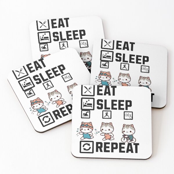 Item preview, Eat Sleep Swim Bike Run Repeat Cat designed and sold by LemuellTrends.