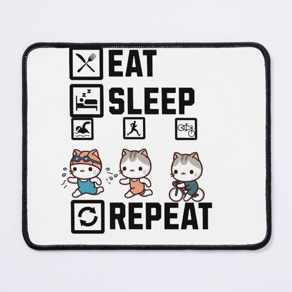 Item preview, Eat Sleep Swim Bike Run Repeat Cat designed and sold by LemuellTrends.