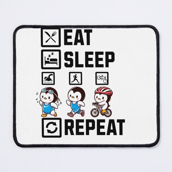 Item preview, Eat Sleep Swim Bike Run Repeat Penguin designed and sold by LemuellTrends.
