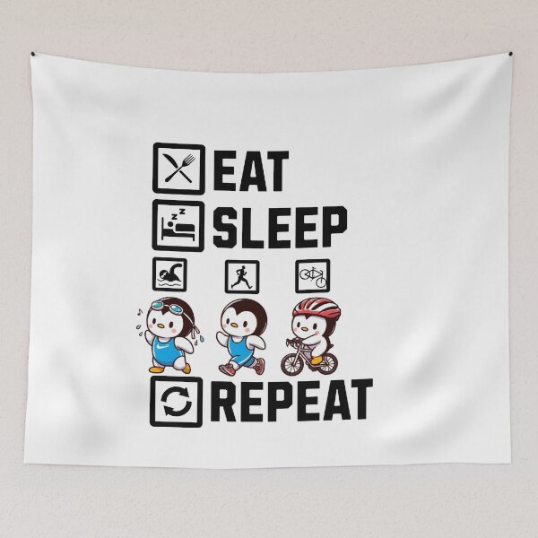 Item preview, Eat Sleep Swim Bike Run Repeat Penguin designed and sold by LemuellTrends.
