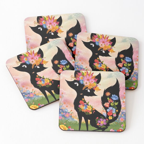 Item preview, Fox Portrait. fox silhouette, floral fox, abstract fox, fantasy fox, whimsical fox, fox pattern designed and sold by FoxVibes.